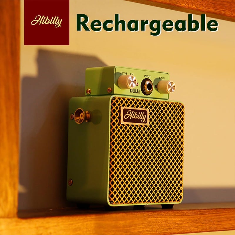 HiBilly Dull3 Full-Metal Mini Guitar Amplifier, Rechargeable 3W Pocket Micro Amp with Clean/Overdrive/Distortion Modes, 3" Speaker, 1200mAh Battery - Image 4